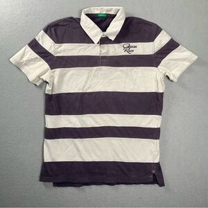 Y2K United Colors of Benetton Ocean Race Polo Shirt Mens Large Striped Rugby